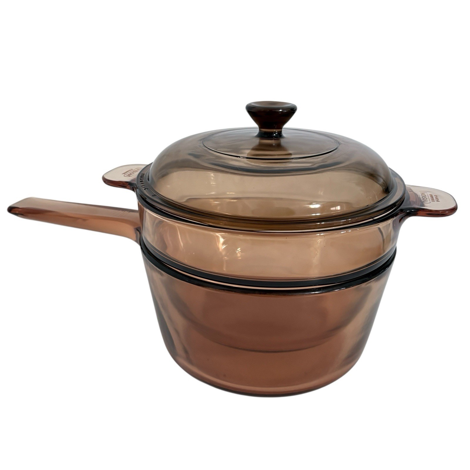 Vintage Corning VISIONS AMBER 1.5 L Double Boiler Saucepan Insert With Lid