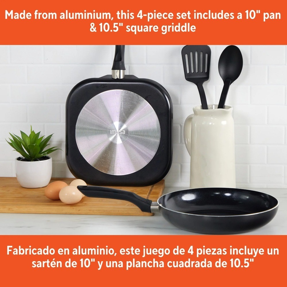 4-Piece Nonstick Ceramic Cookware Set with Stay-Cool Handles, 10 & 10.5 Inch