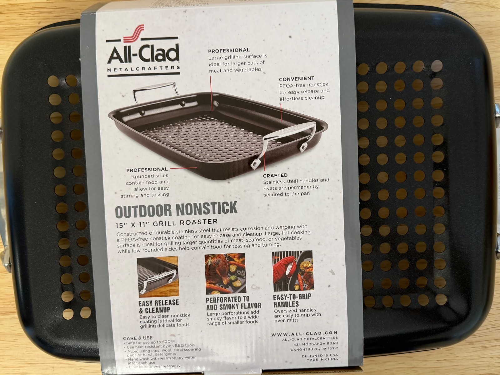 All-Clad Nonstick Roaster Set 15×11 Inch Oven Grill Safe 500F Roaster Pan-Black