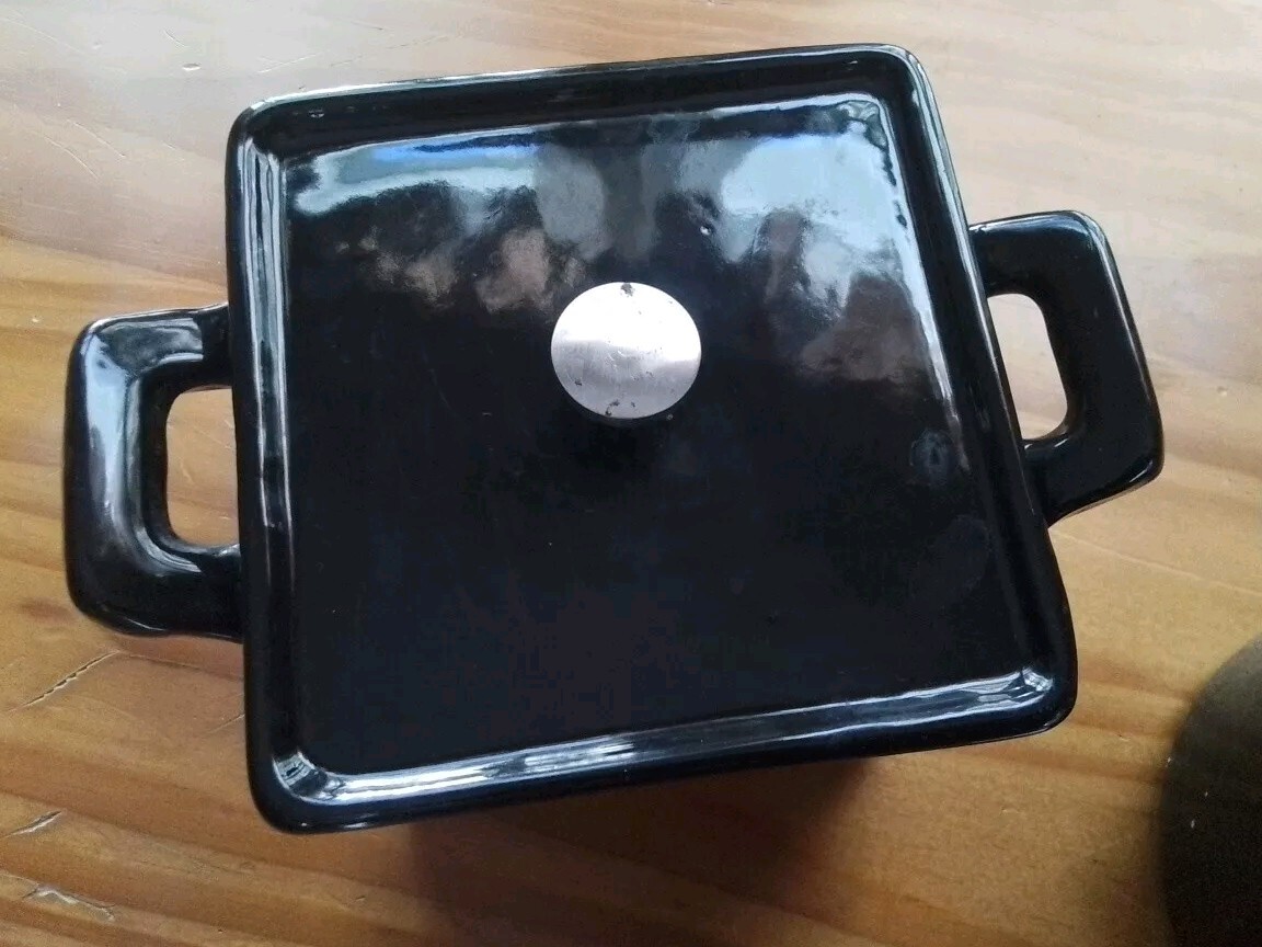 Rare Technique 4 Piece Mini Black Enameled Cast Iron Cooking Pots No Box