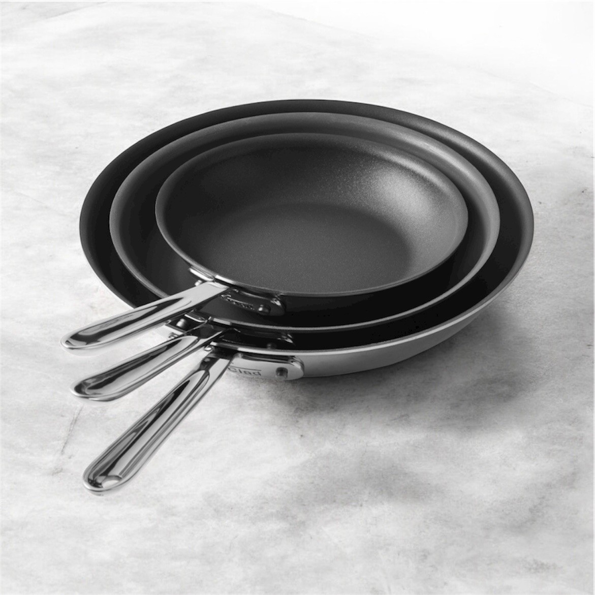 New ALL-CLAD D5 8″ 10″ 12” Fry Pans 3 Piece Set, Pro Non-Stick Stainless Steel