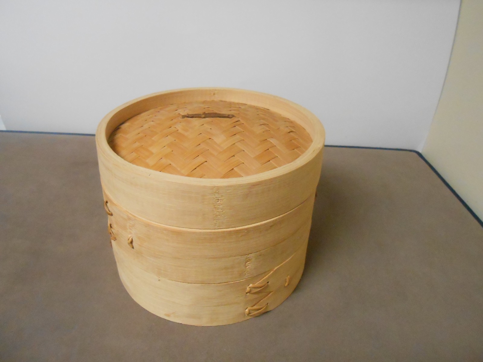 Bamboo Steamer Basket Set Chinese 3-Tier Dim Sum Dumpling Steamer 8″w x 6″ t New