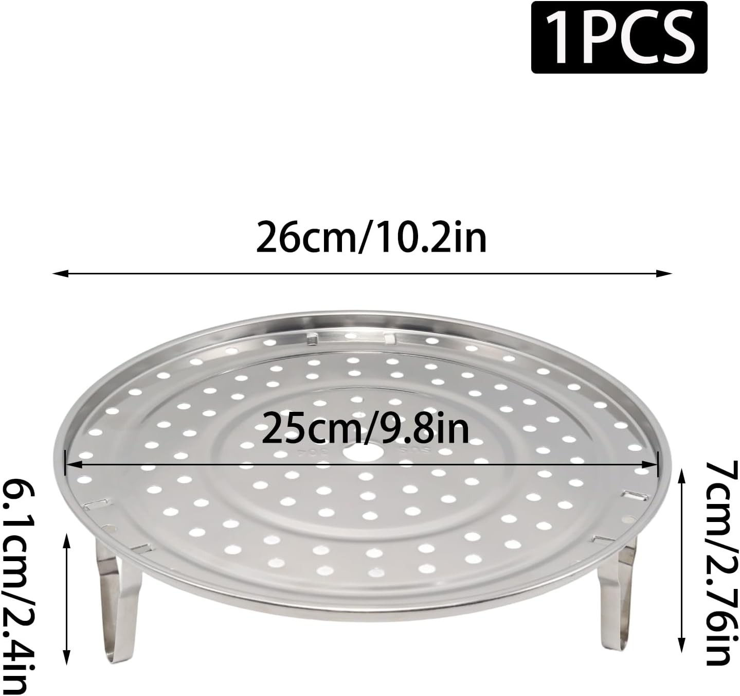 10.2″ /26cm 304 Stainless Steel Steaming Rack Multifunction Steam Basket W/