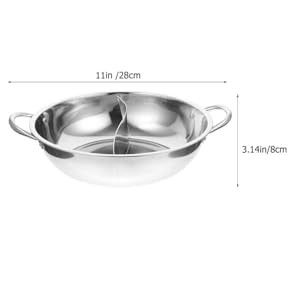 Stainless Steel Split Hot Pot with Lid 12.6 Inch Dual Section Induction Cooker