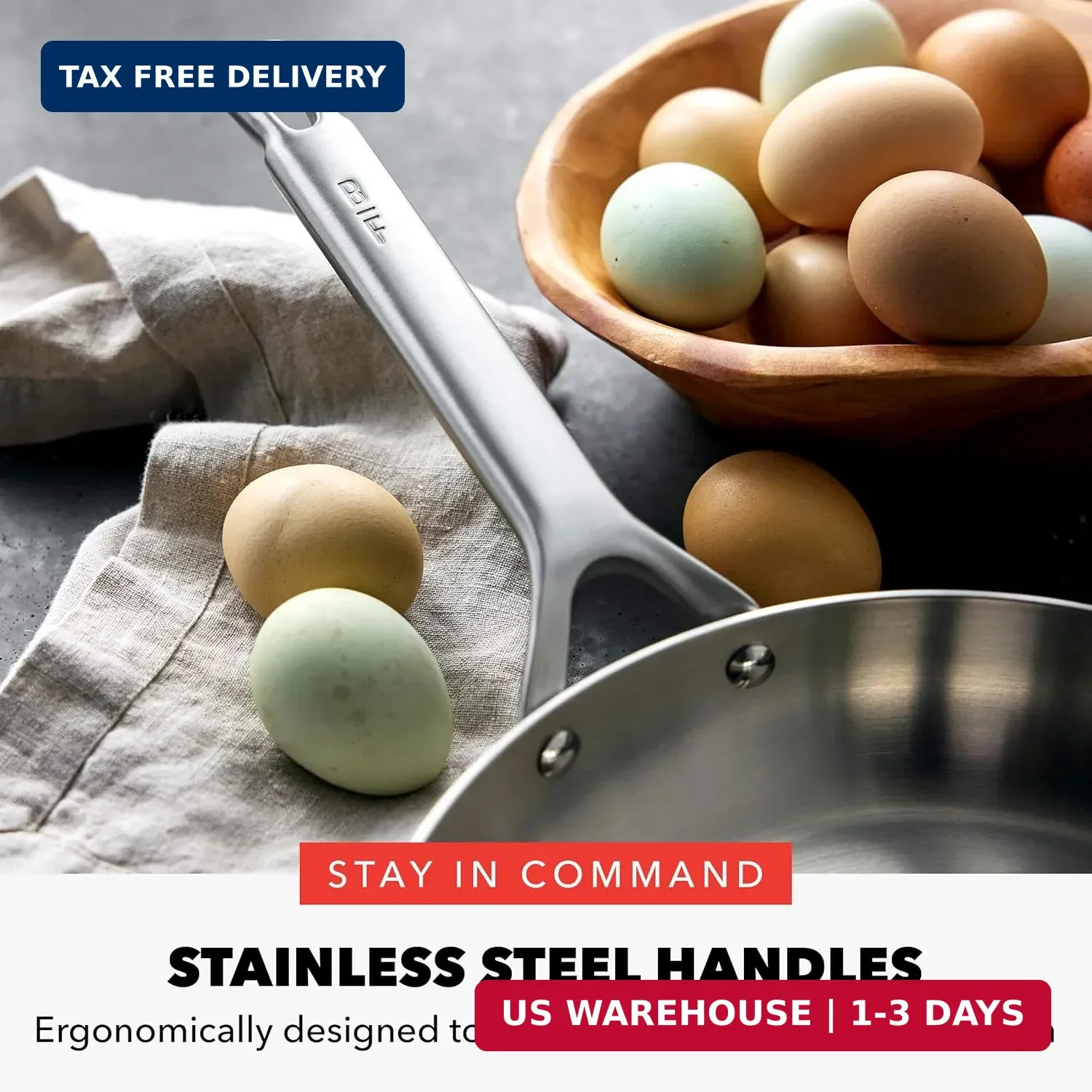 GreenPan x Bobby Flay 10 Piece Stainless Steel Cookware Set, Tri-Ply Multiclad P
