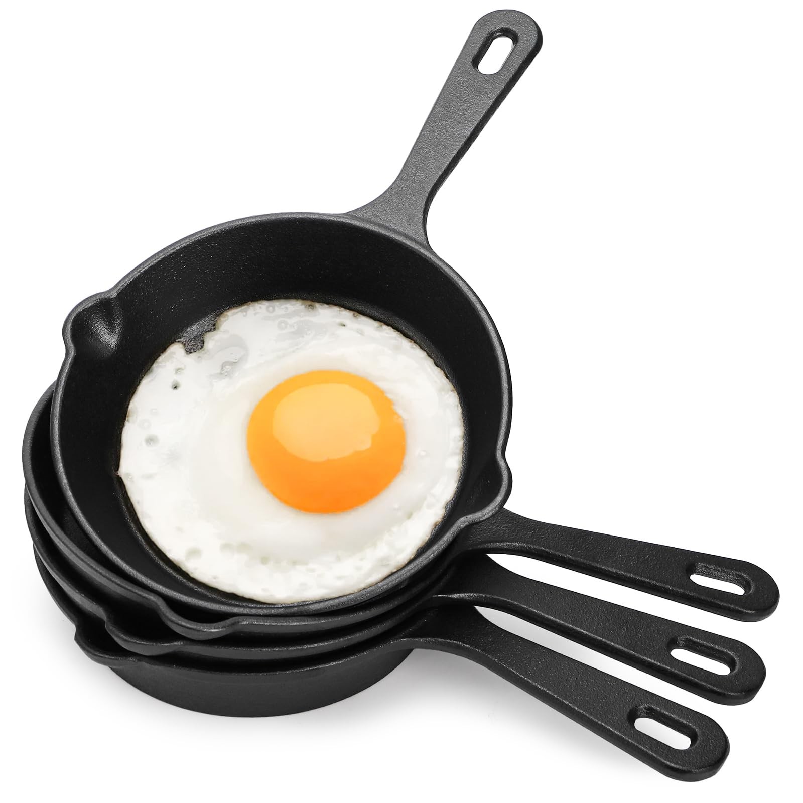 Best Hiceeden 4 Pack Small Cast Iron Skillet, 5-1/2 Inch Frying Pans with Double