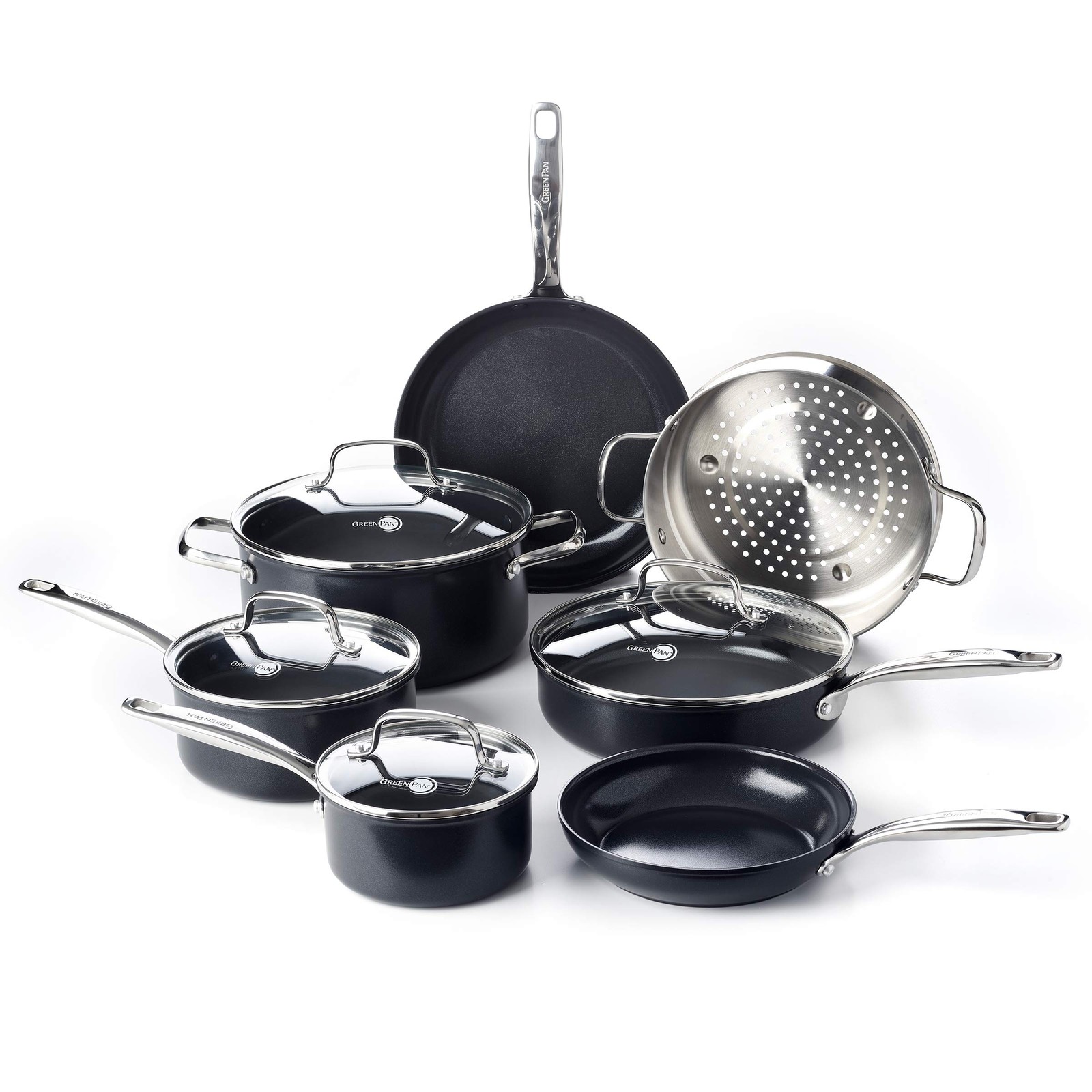 GreenPan Chatham 11 Piece Cookware Pots and Pans Set, PFAS-Free, Dishwasher Safe