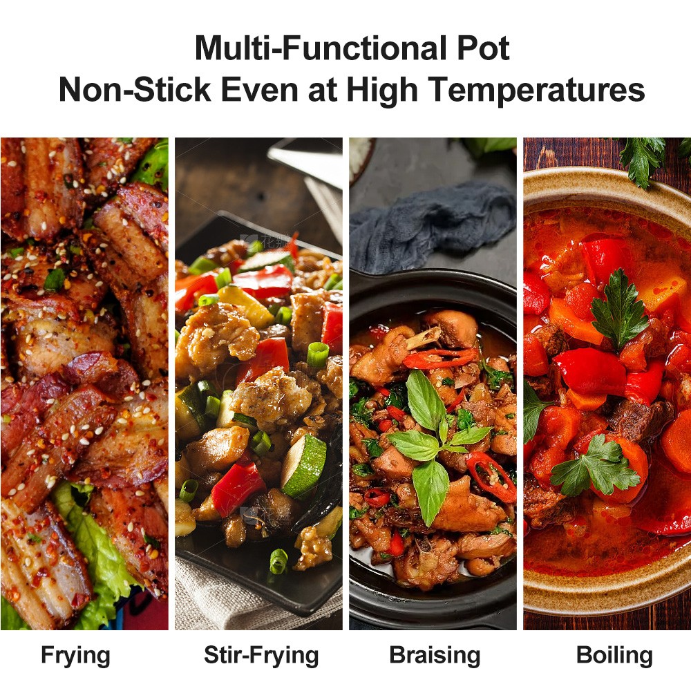 Cast Iron Wok with Handles Grilling Pan 20cm Non-stick Cooking Pot for Camping