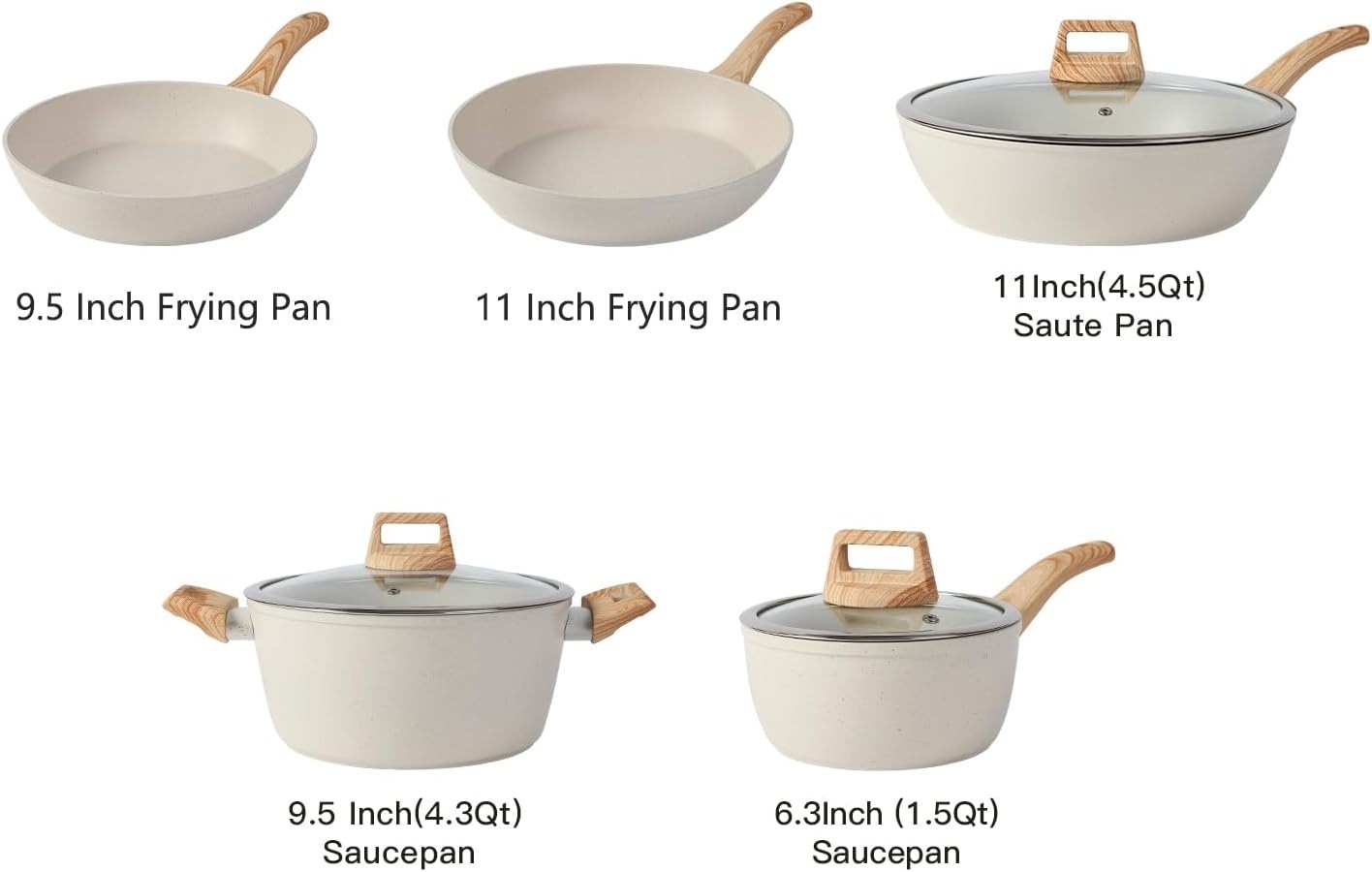 16PCS Pots and Pans Set Non Stick Cookware Set Nonstick with Cooking Set, White