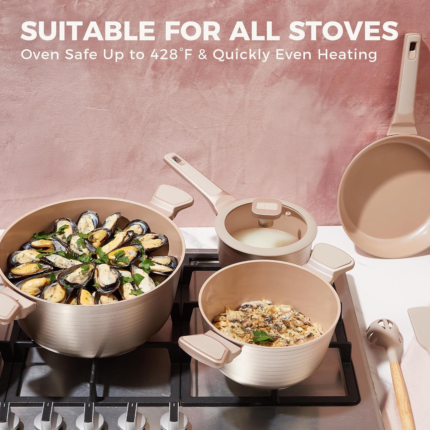Pots and Pans Set Nonstick, 26 Pcs All-in-One Kitchen Starter Set with Cookware,