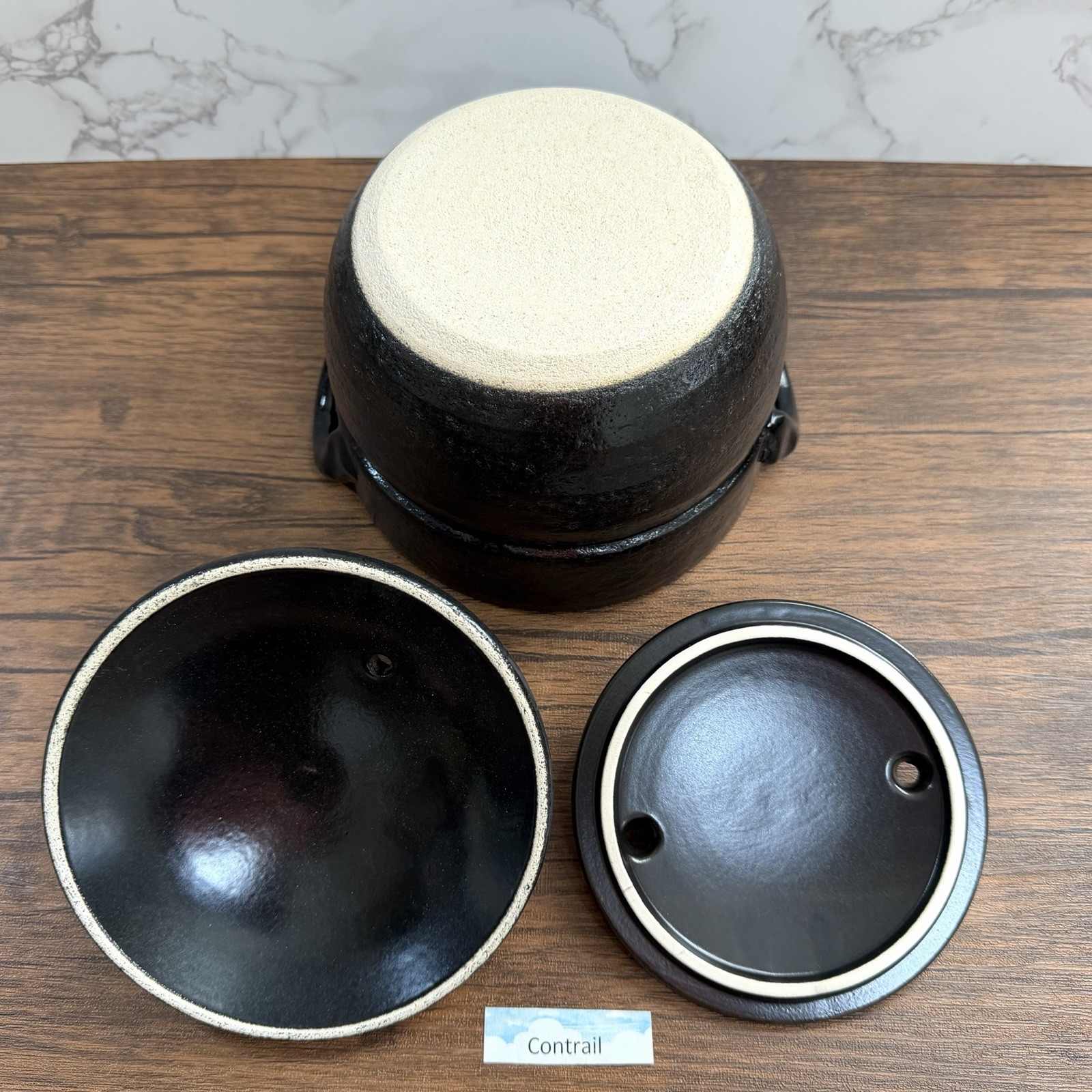 Donabe Clay Pot Earthen Ware Banko Ware Rice Cooker Double Lid 2-Go Japan