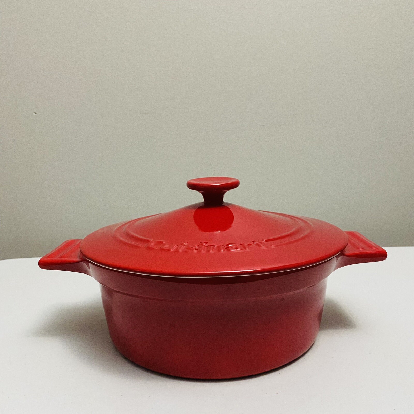 Cuisinart Stoneware Baker 1-1/2 qt Red/White Casserole Baking Dish with Lid