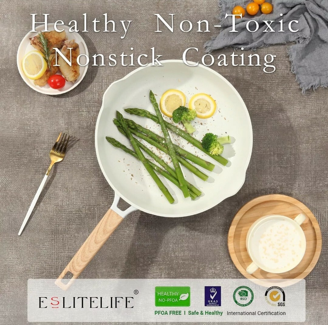 ESLITE LIFE Nonstick Frying Pan Skillet Set, Healthy Granite Coating Egg Omel…