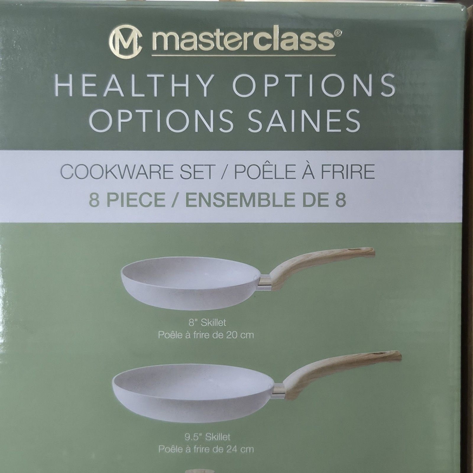 Masterclass 8pc Ceramic Nonstick Cookware Set Pots And Pans Cream Not Induction