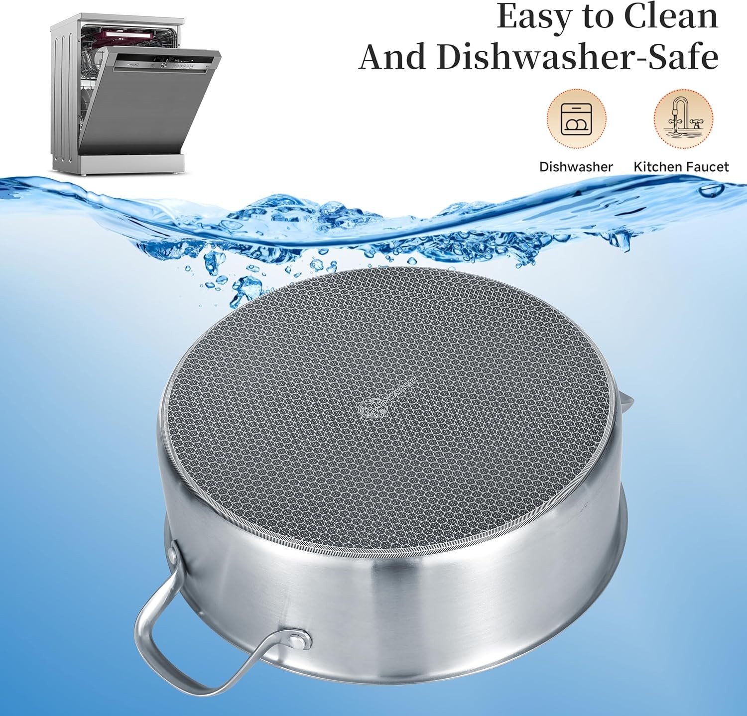 LOLYKITCH 7 QT Large Deep Frying Pan w/Lid,12″ Nonstick Triply Skillet Saute Pan