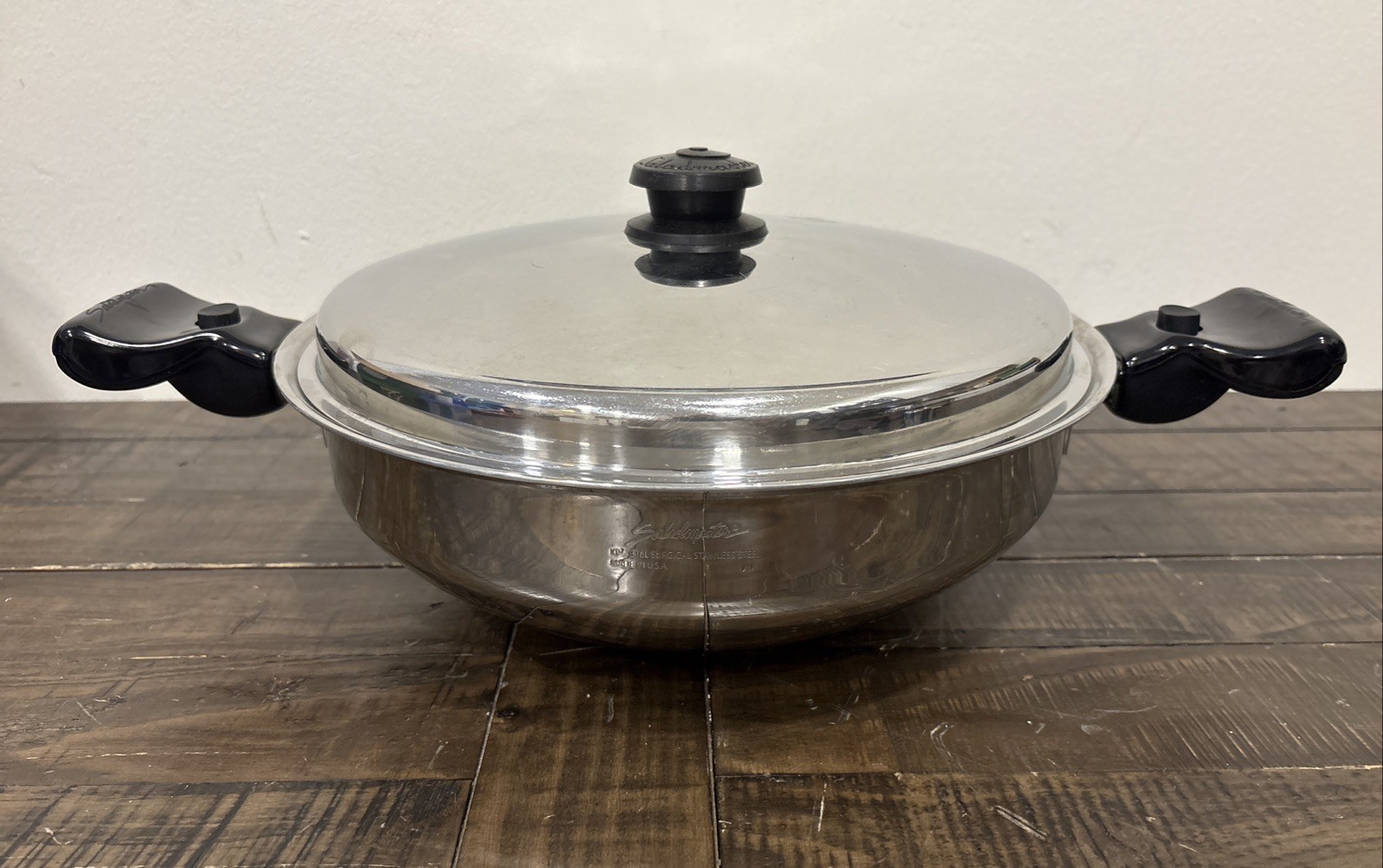 Saladmaster Stainless Steel 12” Wok Double Handle With Lid & Detachable Handles