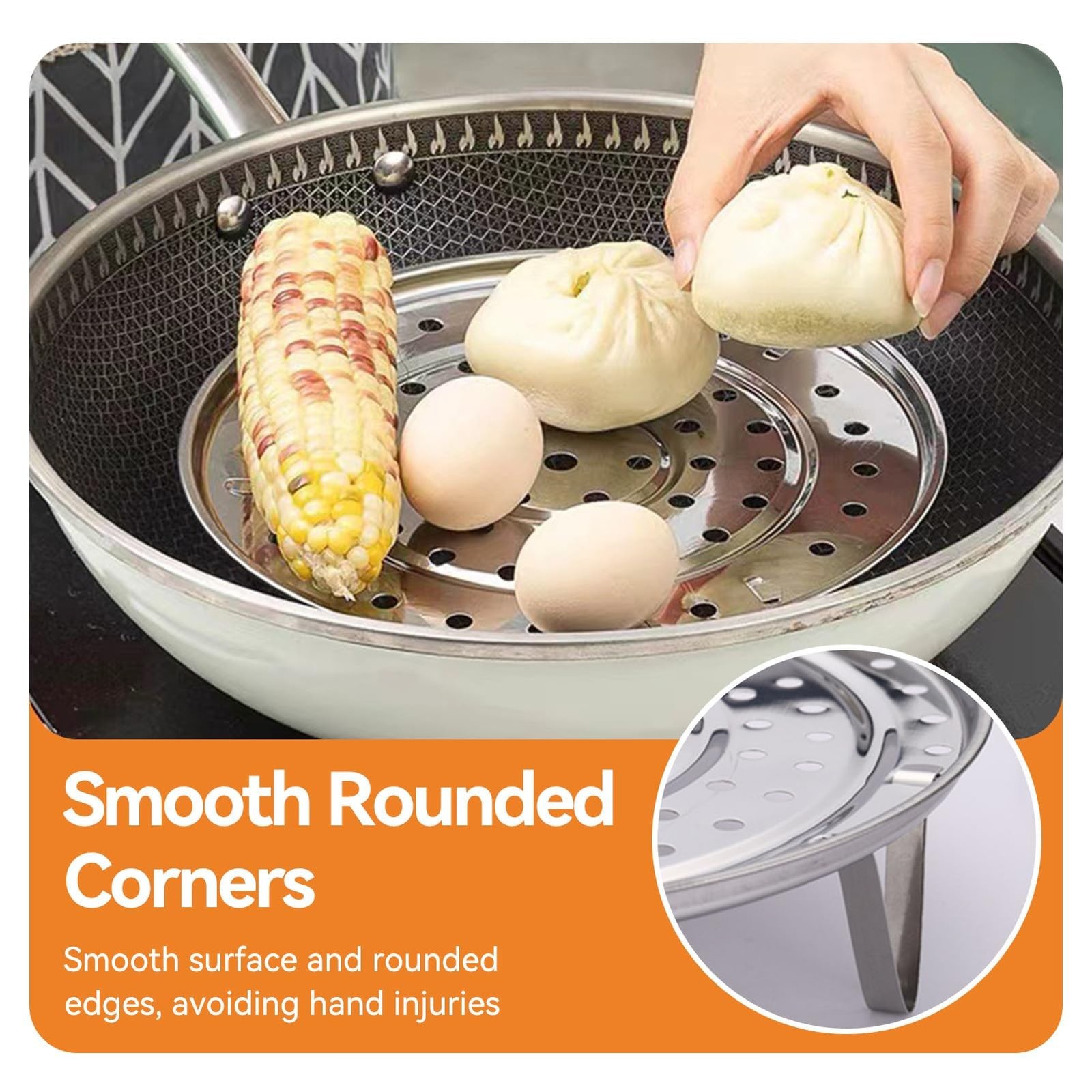 Round Steamer Rack, Stainless Steel Steaming Rack Stand Steam Tray Multifunct…