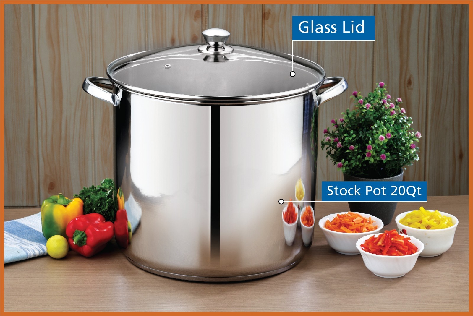 Mainstays Stainless Steel 20-Quart Stock Pot with Glass Lid