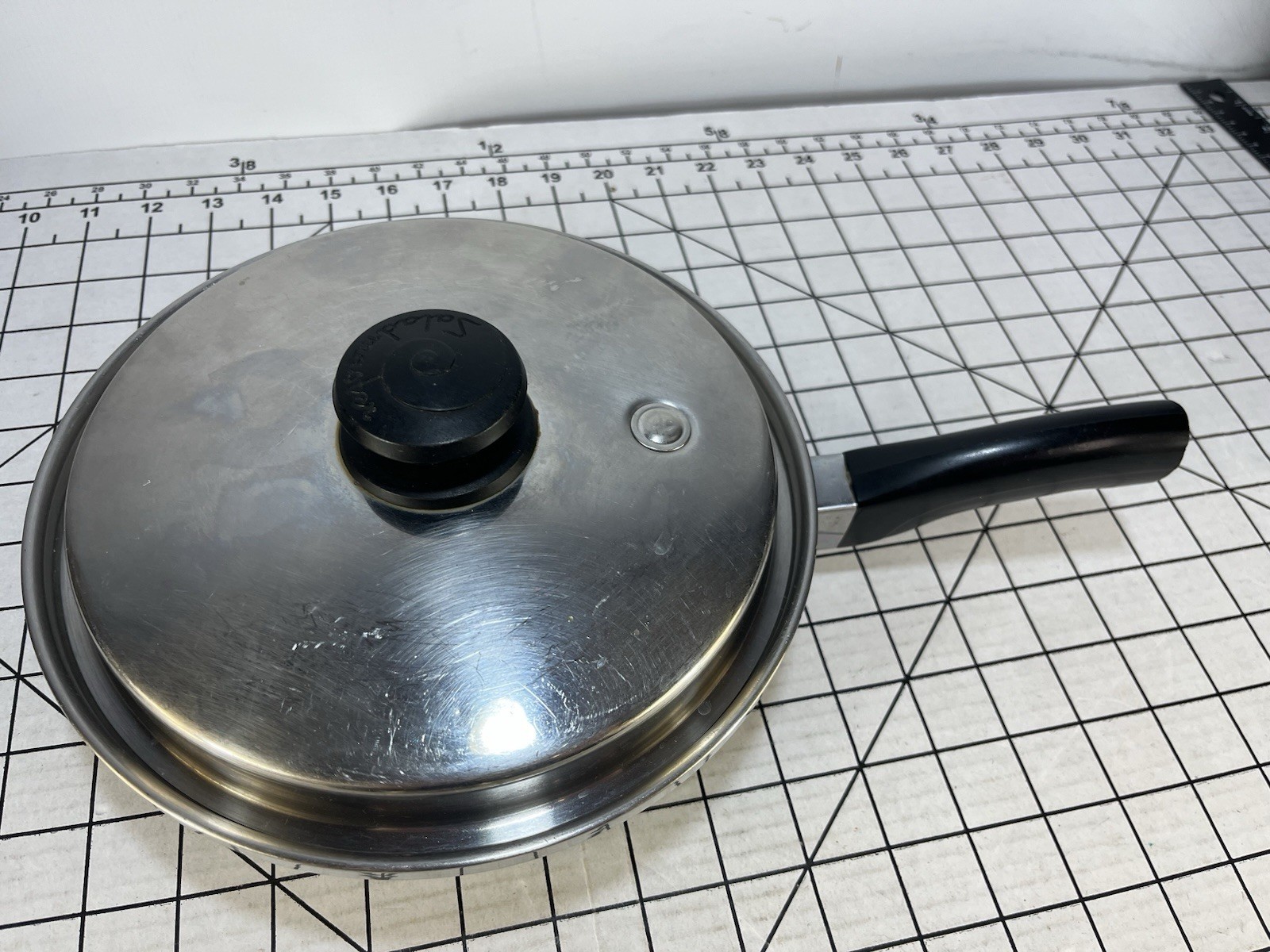 Vintage Saladmaster T304S 8″ Skillet Fry Pan Vapo Lid Stainless USA Parts