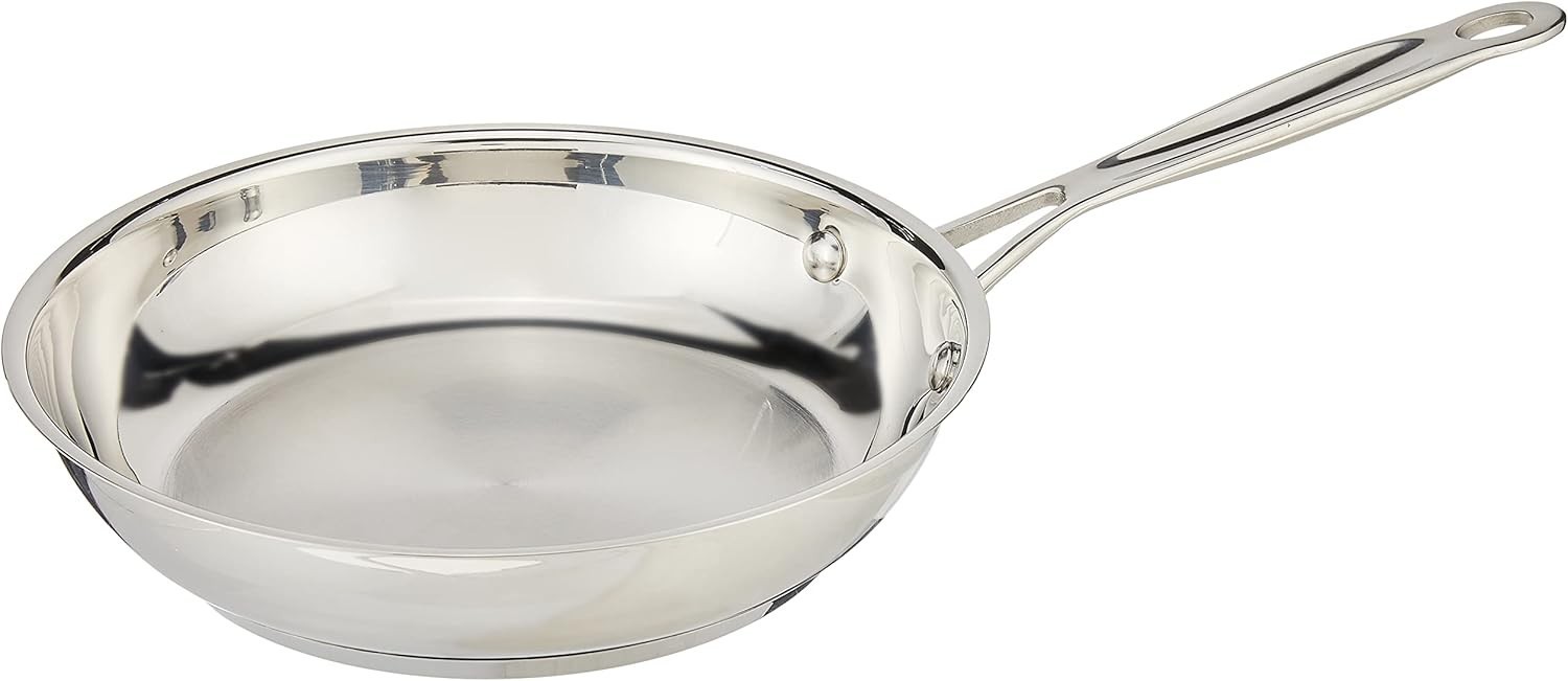 8-Inch Open Skillet, Stainless Steel Skillet with Lid, Large Kitchen P