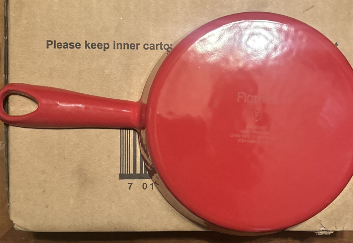 Rare NEW Figmint 6 Inch Red Enameled Cast Iron Skillet Vintage, White Interior
