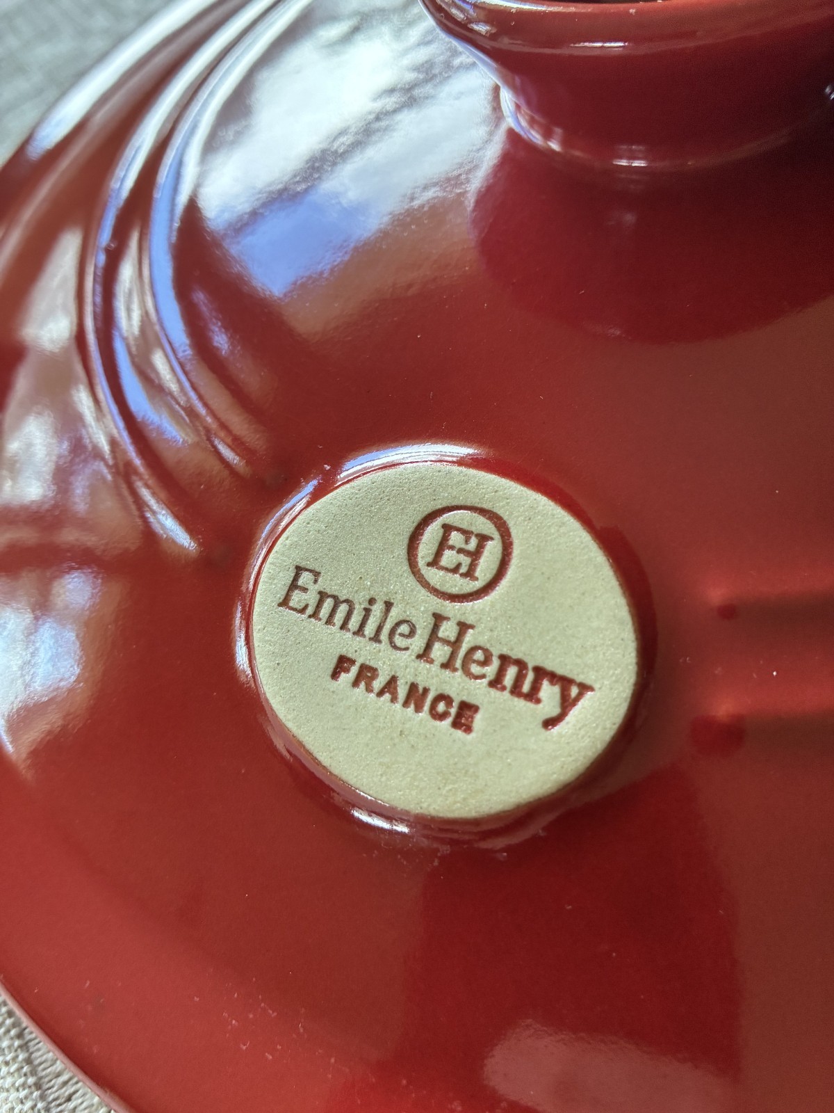 Emile Henry Flame Ceramic 4.2 quart, 10.2-inch diameter Red Dutch Oven Lid Only
