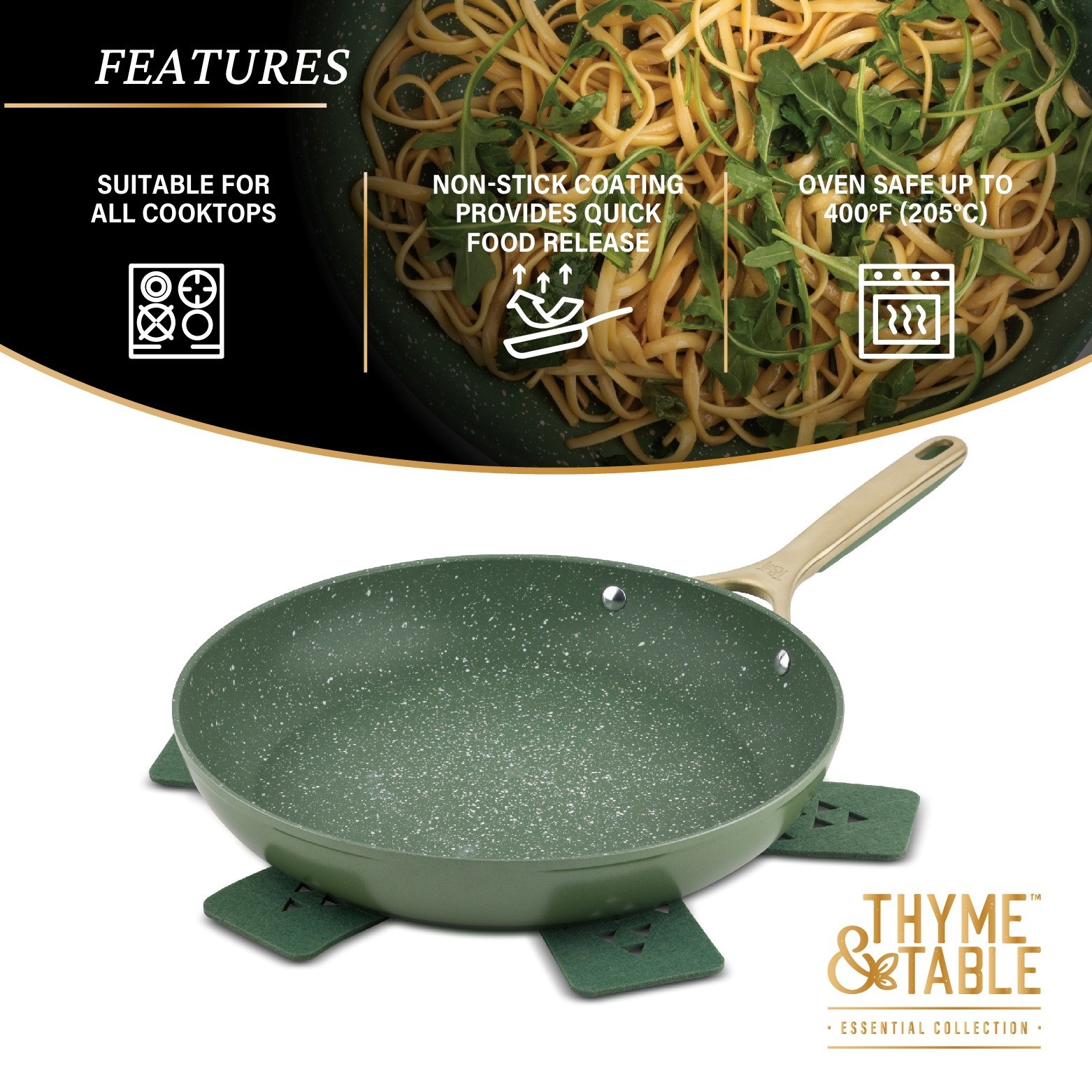 Thyme & Table 12″ Non-Stick Supreme Fry Pan – Olive