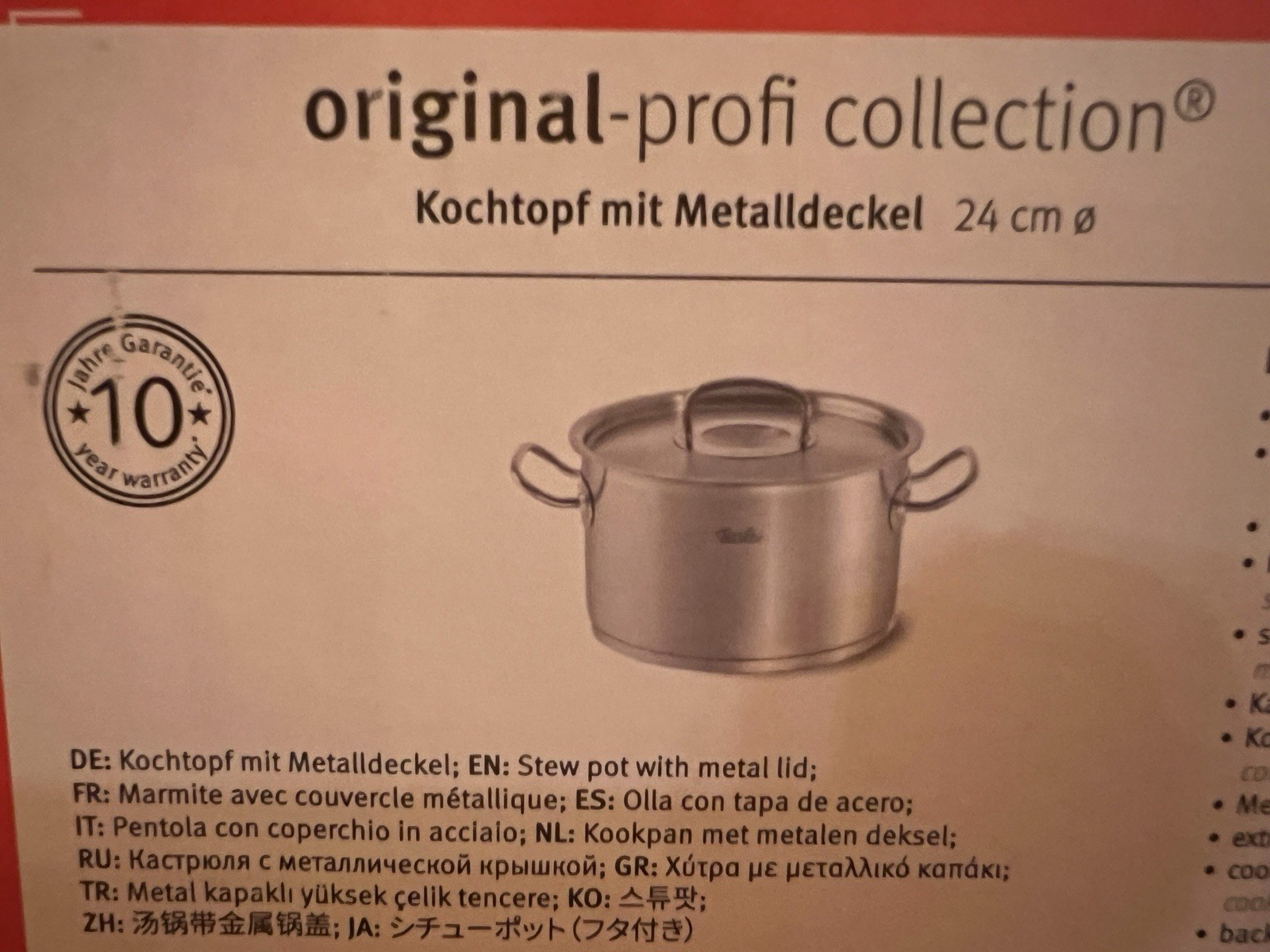 Fissler Original-Profi Collection Stainless Steel 6.3 Liter Stock Pot with Lid