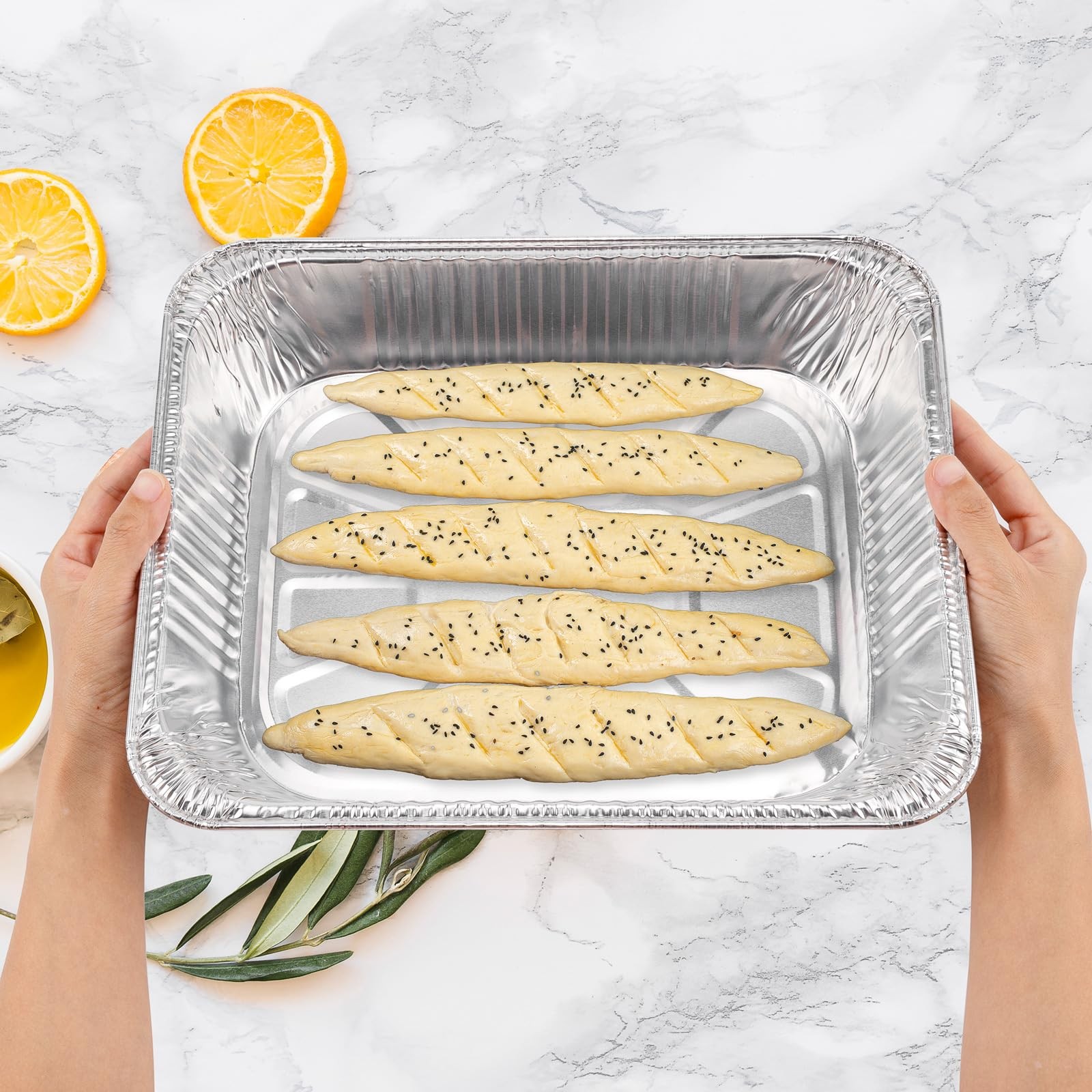 Roponan 9X13 Aluminum Foil Pans 40-Pack Half Size Disposable Aluminum Foil