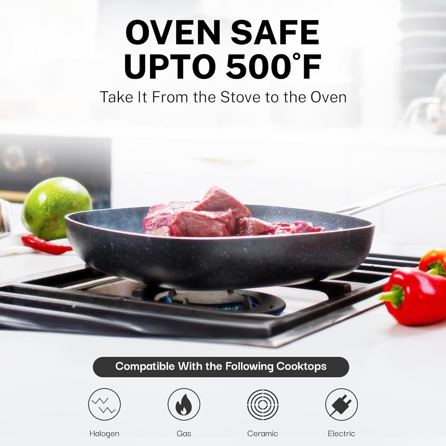 Granitestone 20 Pc Nonstick Cookware Set, Diamond Coated, Oven Safe to 500F,