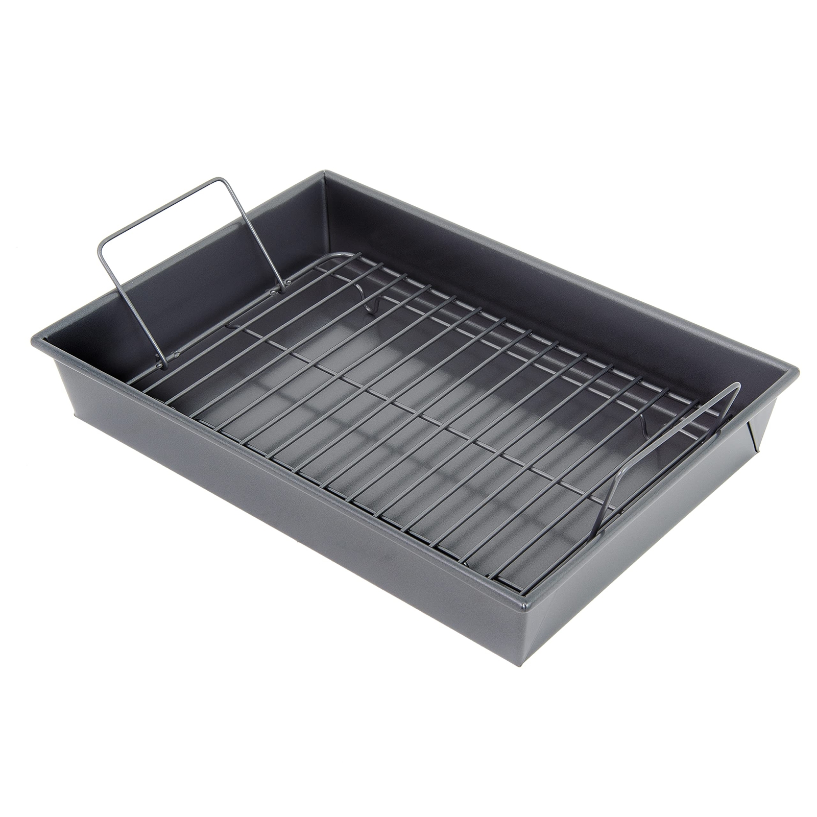 Professional Roast Pan with Non-Stick Rack, 13-Inch-by-9-Inch, Gray