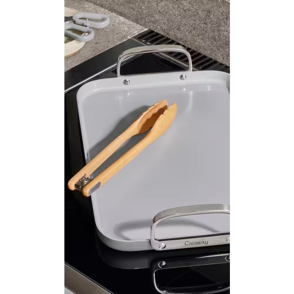 Square 11.5 In. Ceramic Nonstick Double Burner Skillet in Sage Free Shipping New