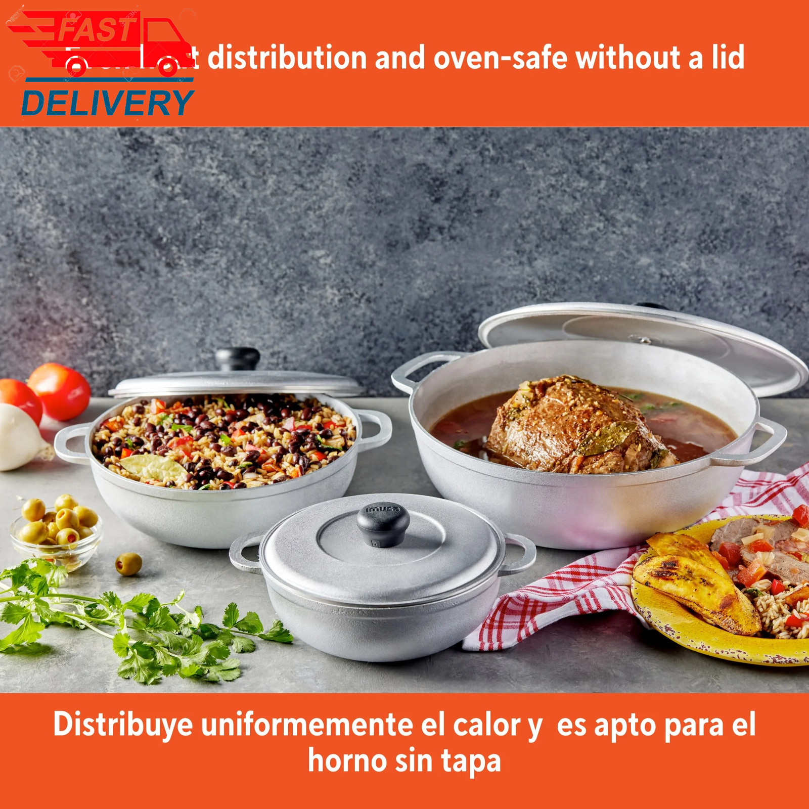 1.5/2.5/5.2Qt Cast Aluminum Caldero 3Pc Set – 18/22/28Cm ✅ 👈