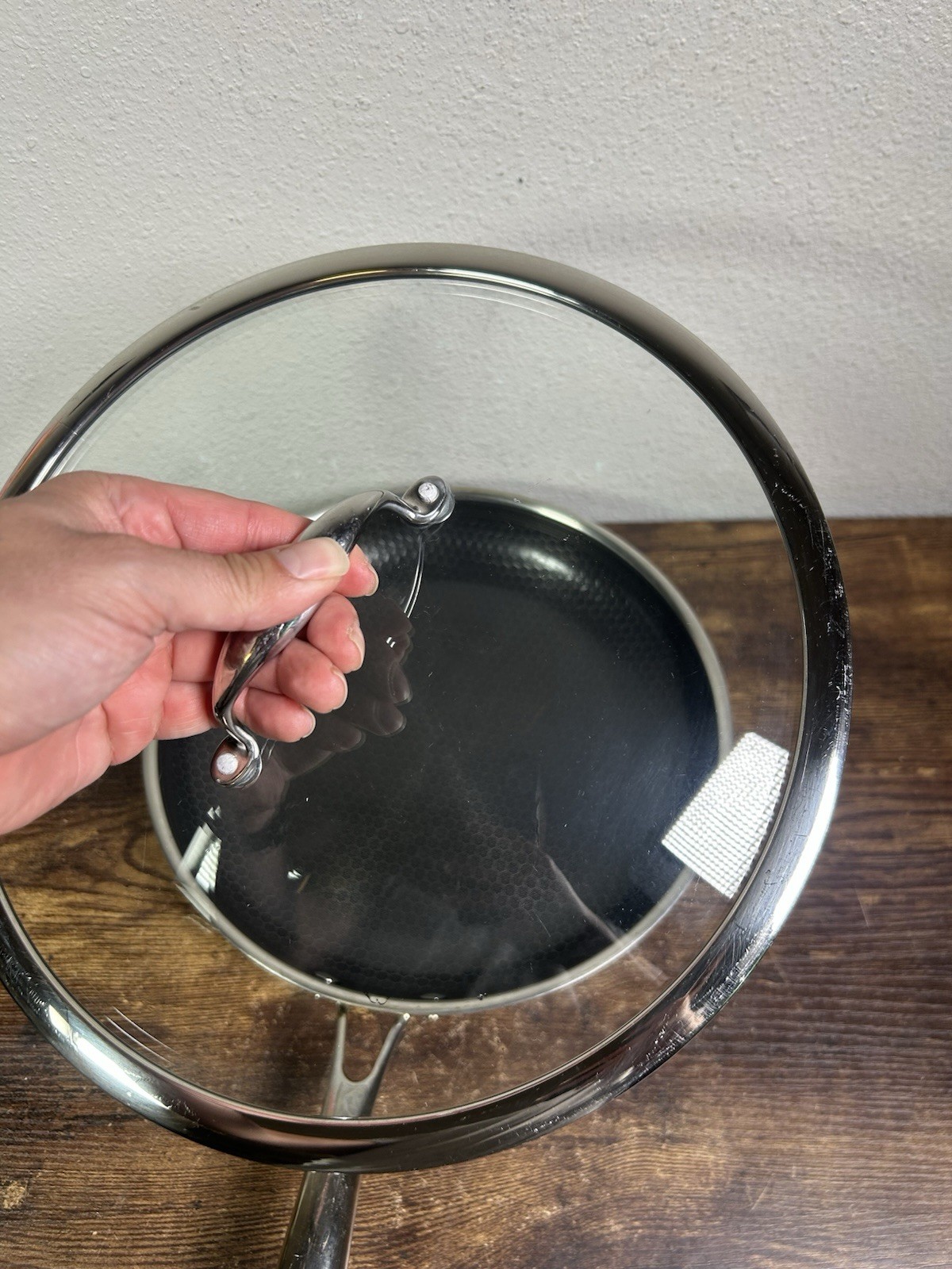 HexClad 12″ FRYING PAN with LID 12-Inch 12 Hybrid Non-Stick -Used Good Condition