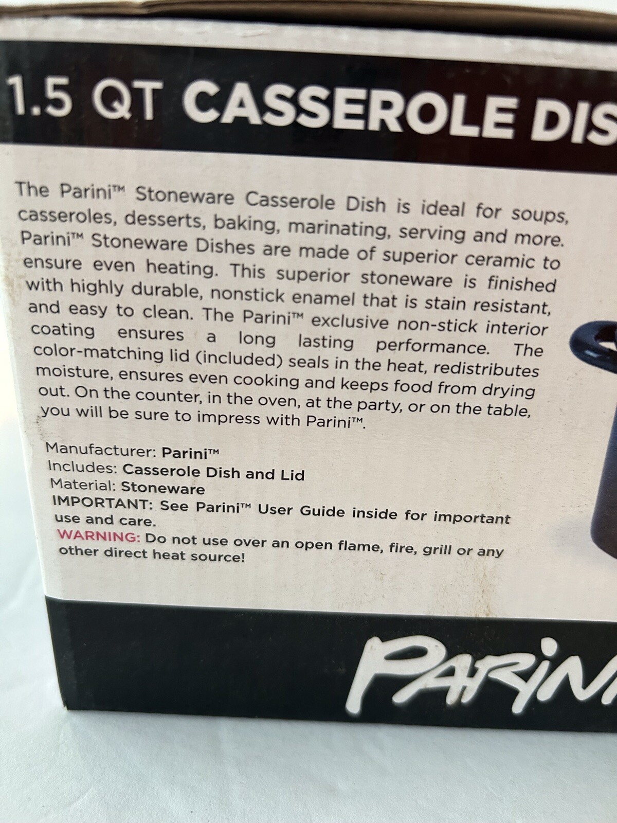 Parini 1.5 Quart Stoneware Casserole Dish with Lid, Green New In Box