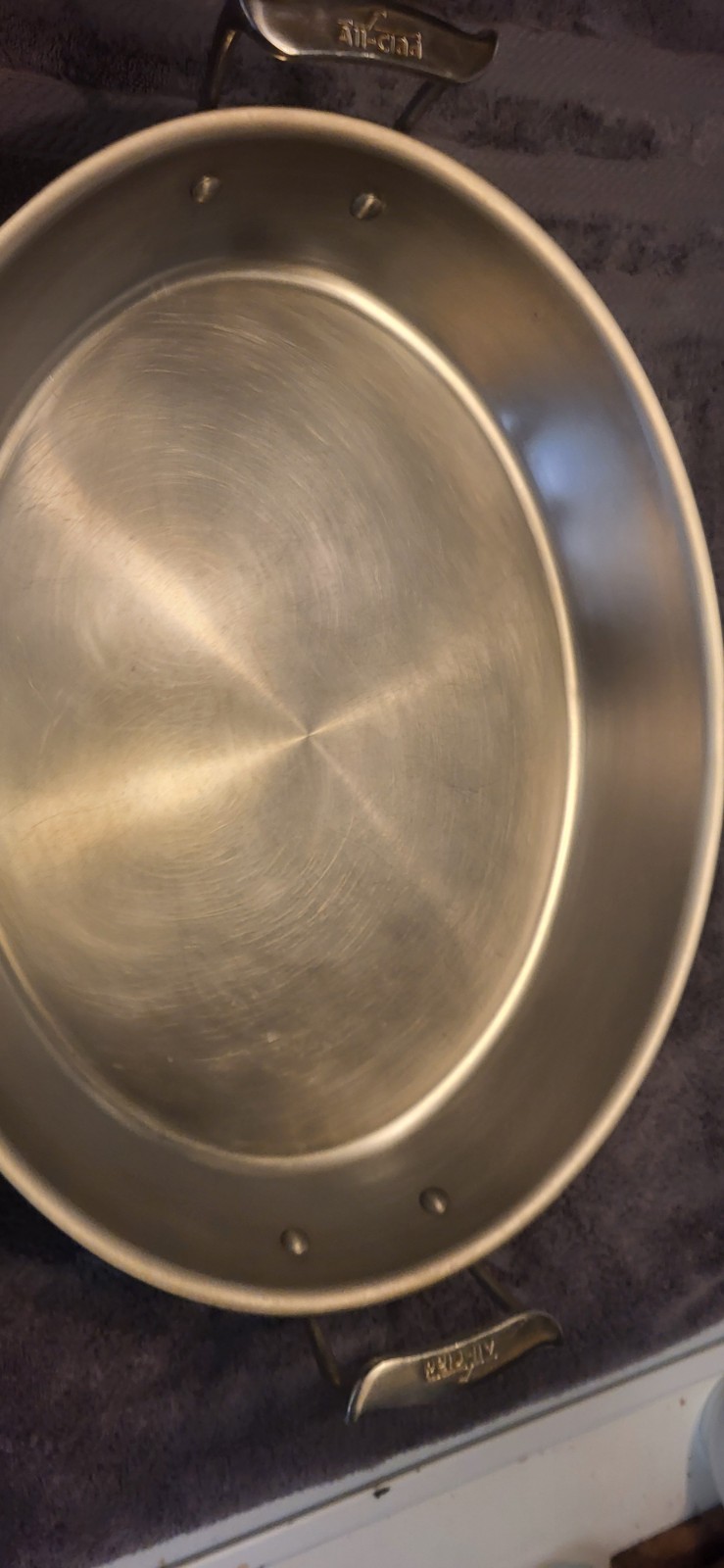 All-Clad Stainless Steel Round Saute Pan 13 in Double Handle Silver