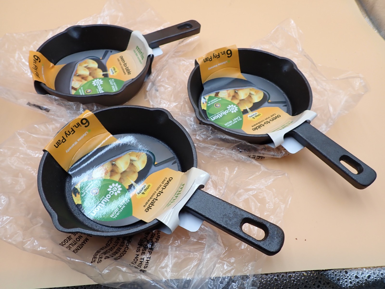 Set of 3! NIP EPOCA Minis One-Dish Wonders 6 Inch Pre-Seasoned Cast Iron Skillet