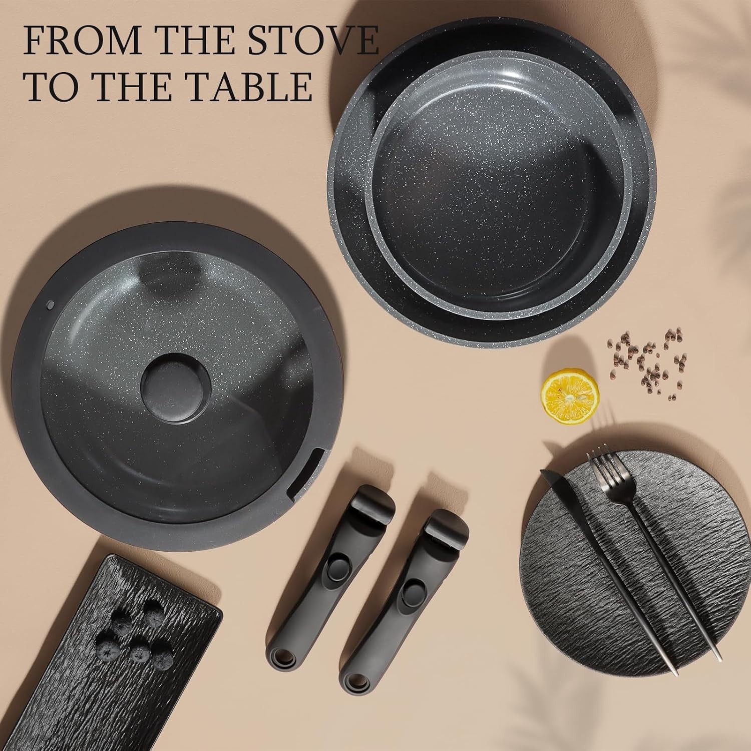 Non Toxic Ceramic Cookware Set 11 Pieces Induction Safe Dark Gray Pots and Pans