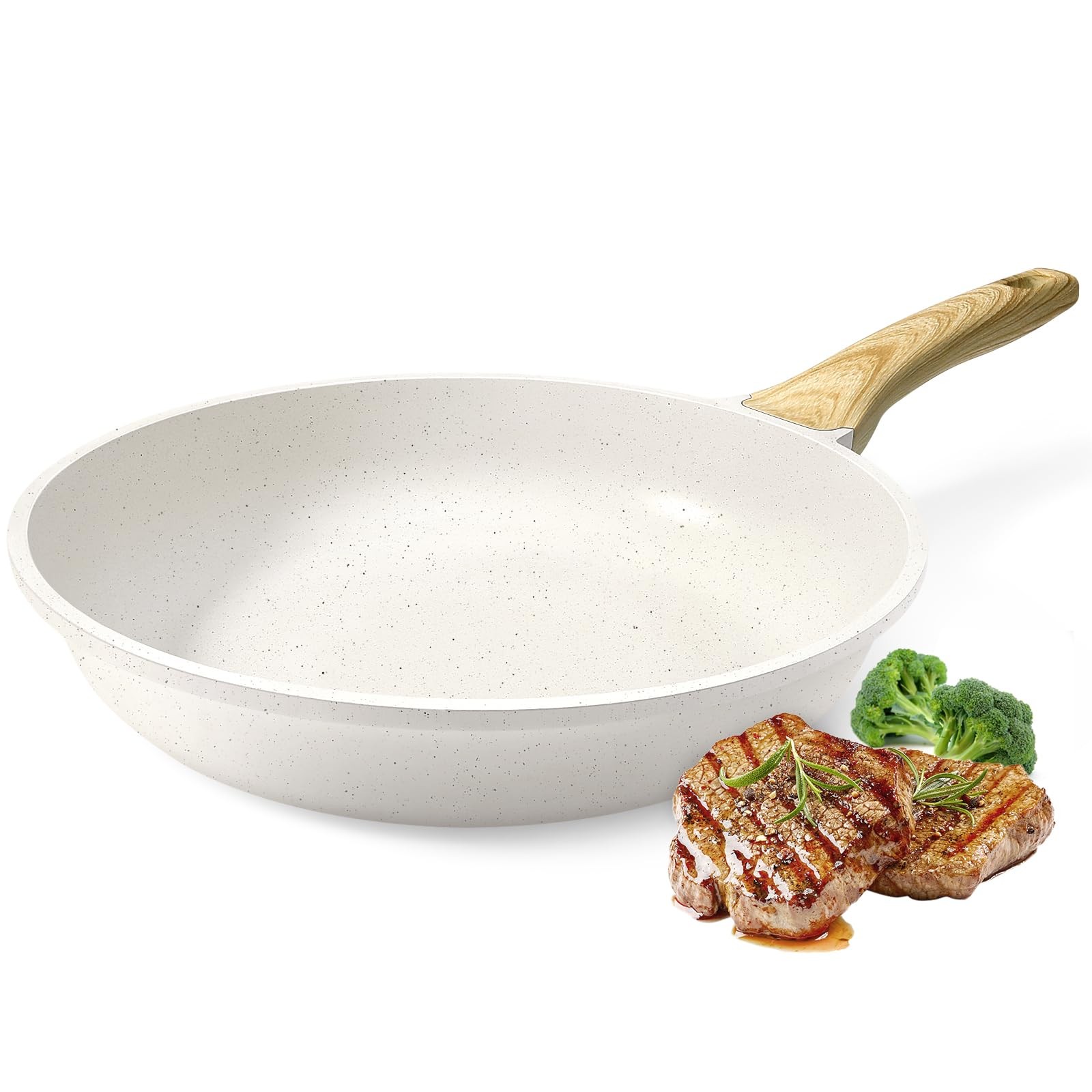11 Inch White Granite Nonstick Frying Pan Skillet Omelette HeatResistant