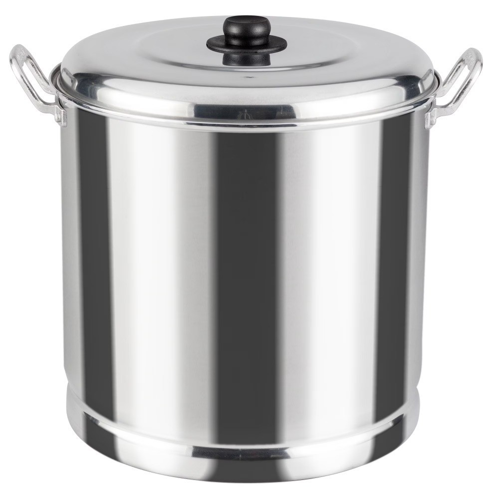 Large 27.5 Quart Aluminum Steamer Pot with Lid and Steaming Insert Basket