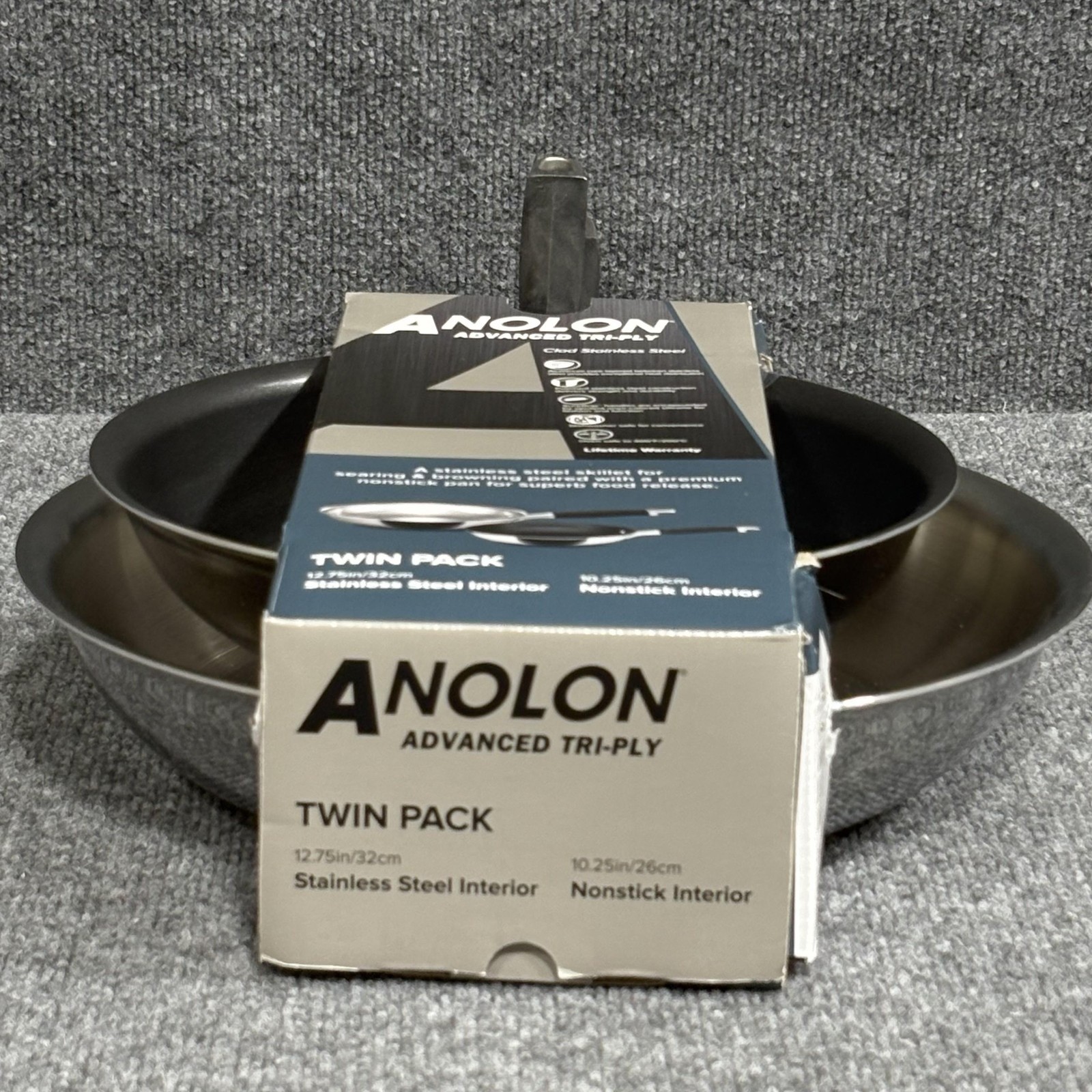 Anolon Advanced Tri-Ply Skillet Set 12.75in Stainless, 10.25in Nonstick Pans