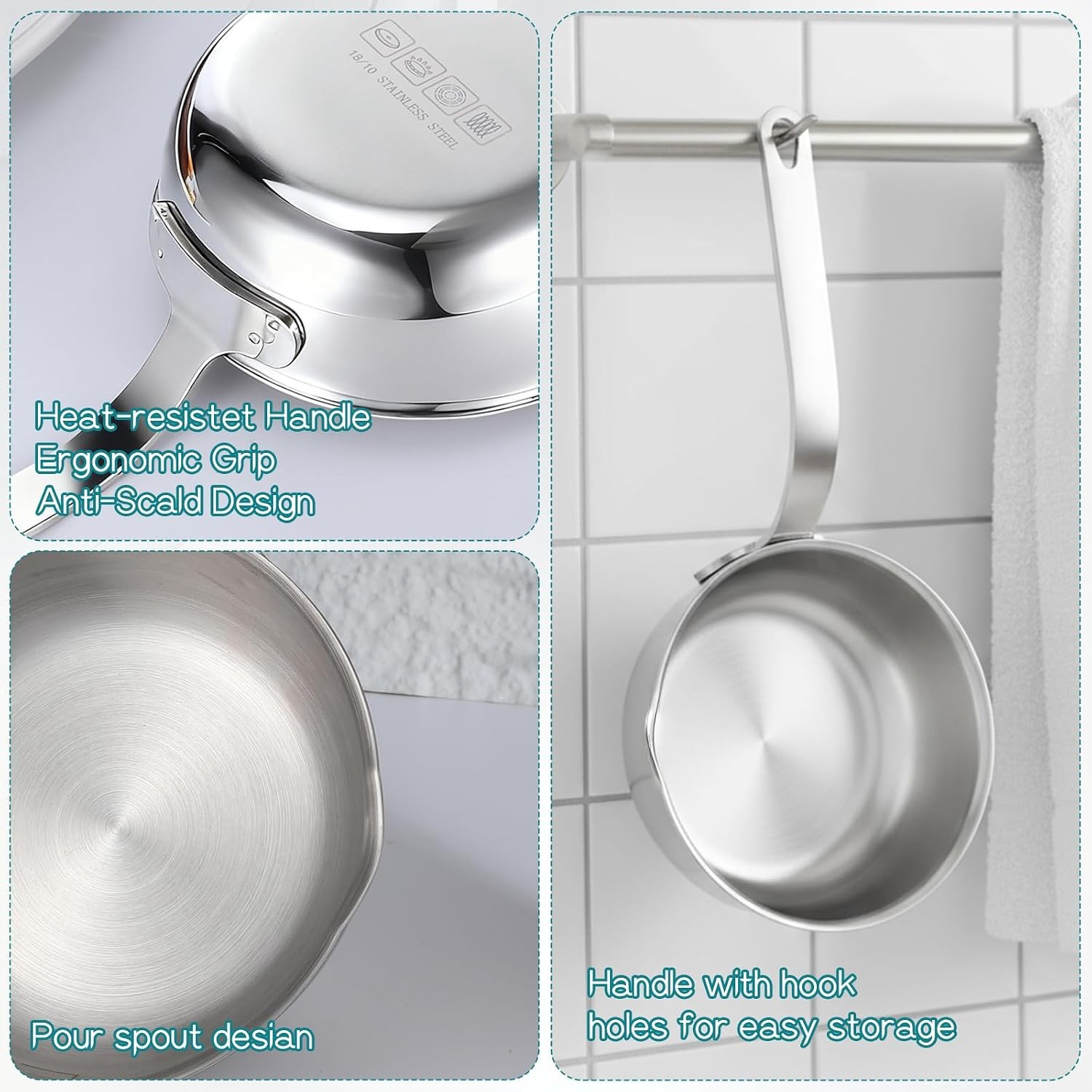 5.1-Inch Mini Egg Pan, 304 Stainless Steel Mini Sauce Pan | Omelet Frying Pans