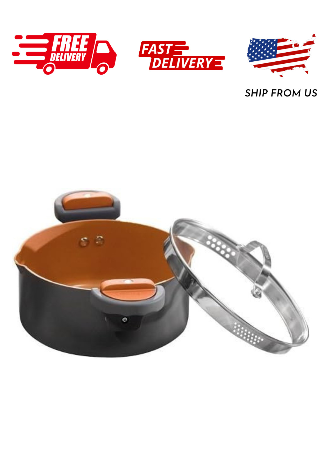 Gotham Steel 5 Qt Nonstick Pasta Pot Pasta Pot with Strainer Lid & Twist and Loc