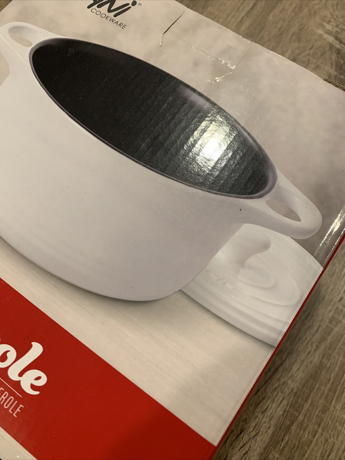 Parini 1.5 Qt Casserole Dish White Flameproof Cassrole NEW In Sealed Box