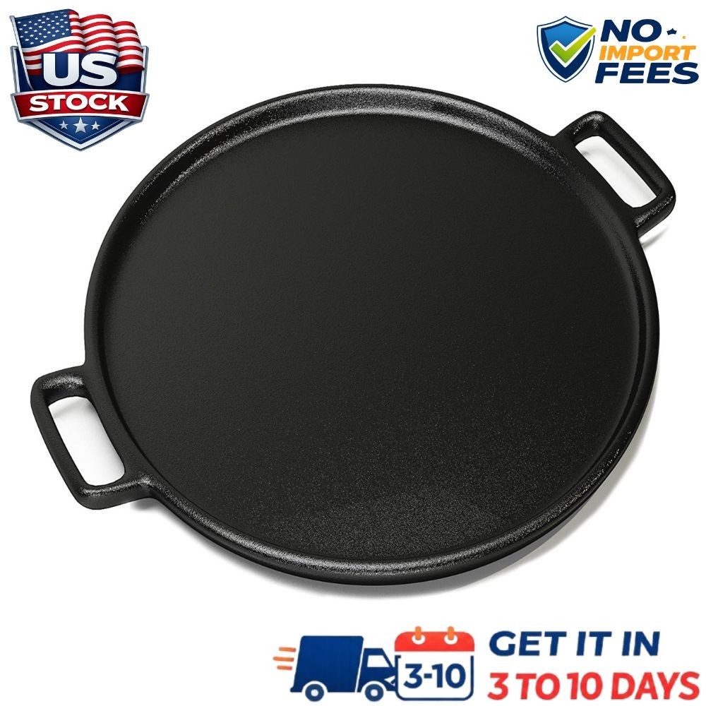 Pizza Pan Cast Iron Skillet Kitchen Cookware Frying Baking Cooking14 Black
