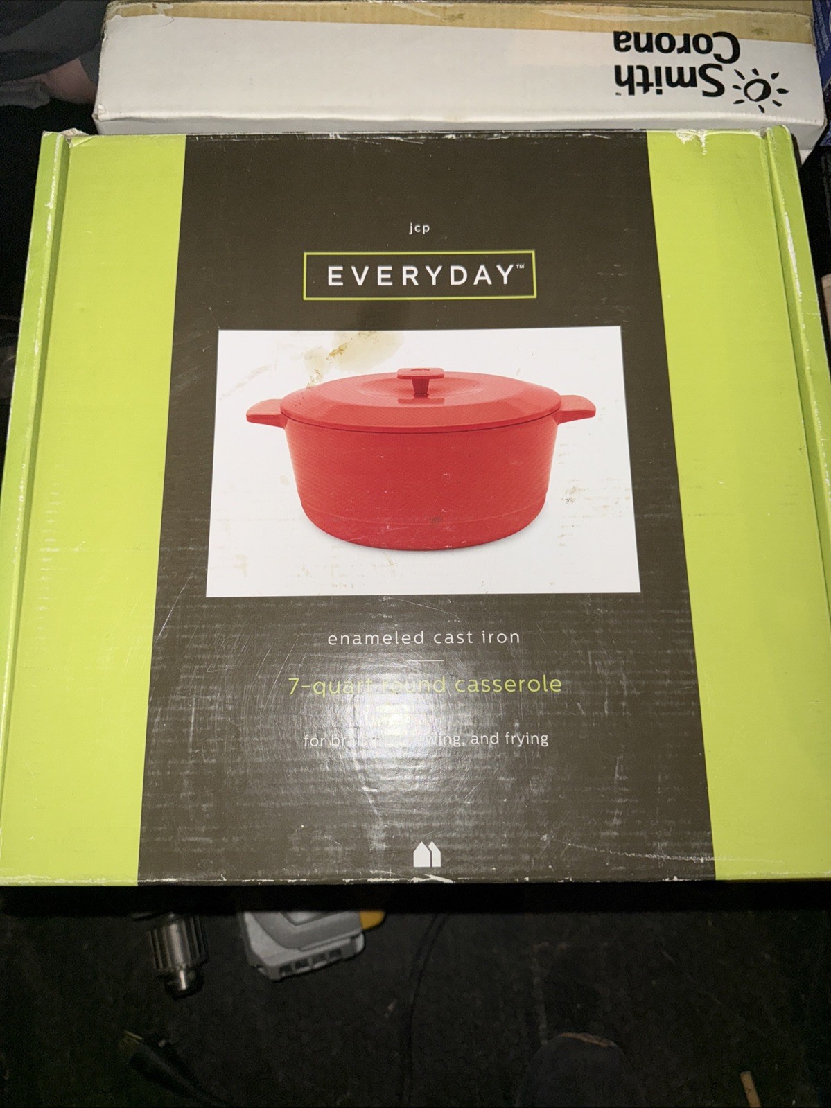 JCP EVERYDAY Enameled Cast Iron 7 Quart Round Casserole/Dutch Oven Red NEW