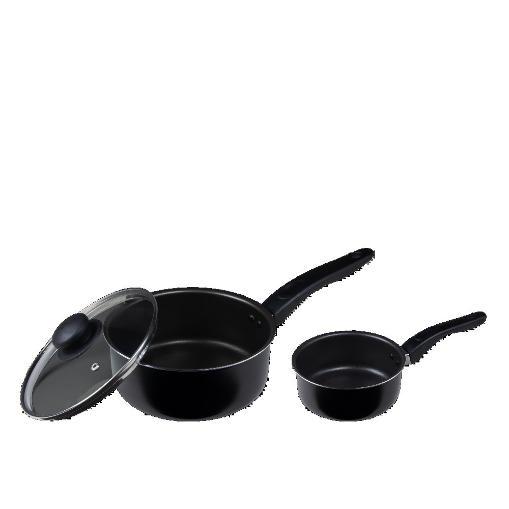 Non-Stick Saucepan Set of 3, 1 Quart & 2 Quart Pots with Glass Lid
