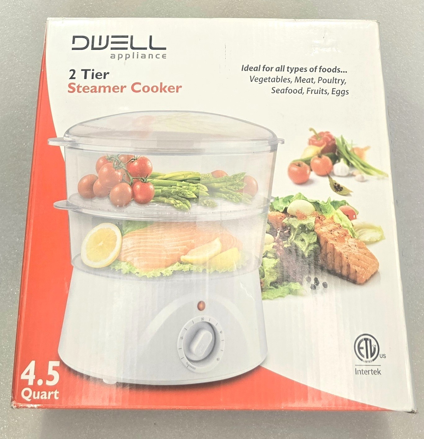 Dwell Appliance 2 Tier Electric Food Steamer/Cooker 4.5 Quart Dishwasher Safe
