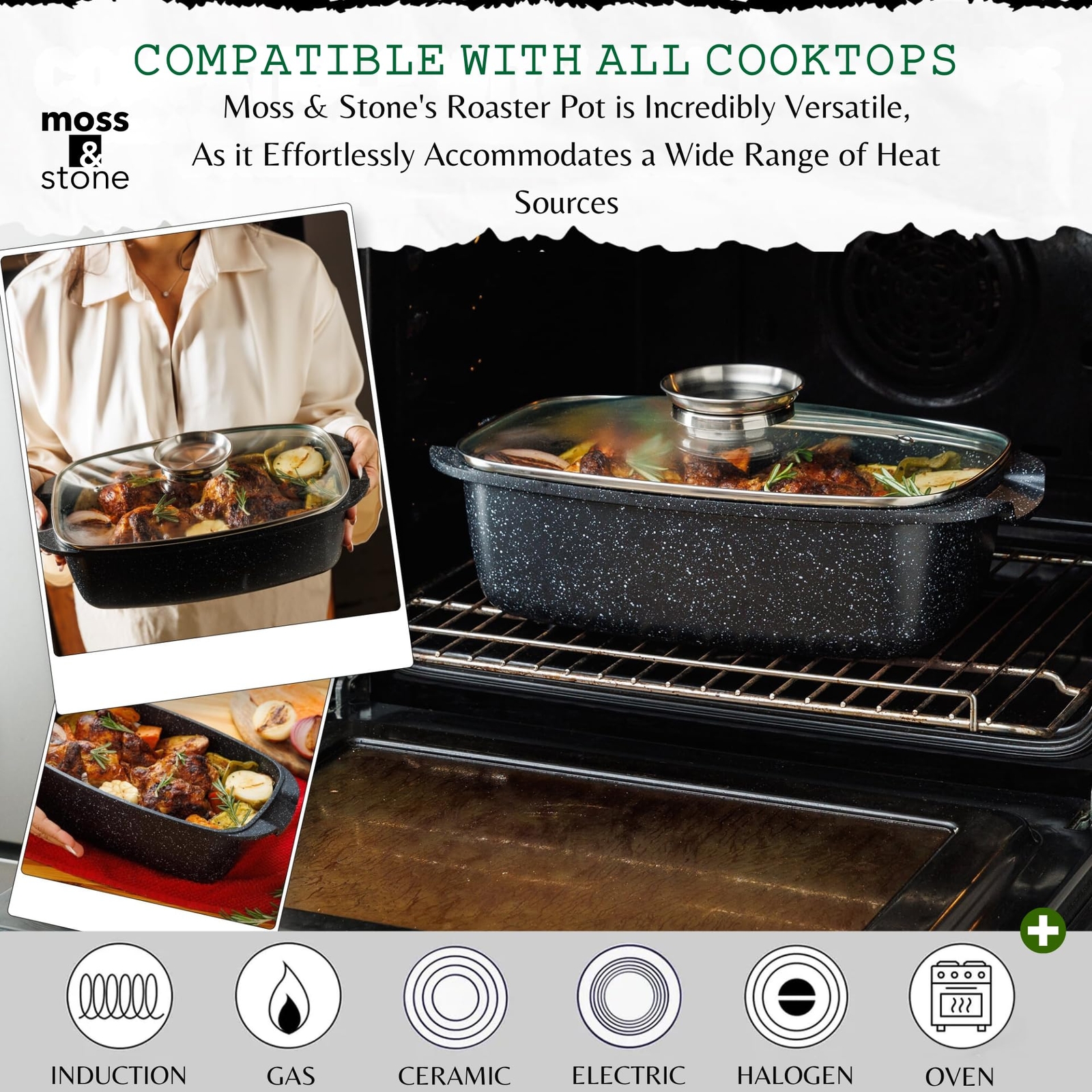 Die Cast Aluminum Oval Roaster Pot 12-Inch, Induction Compatible, Gas Stove Top