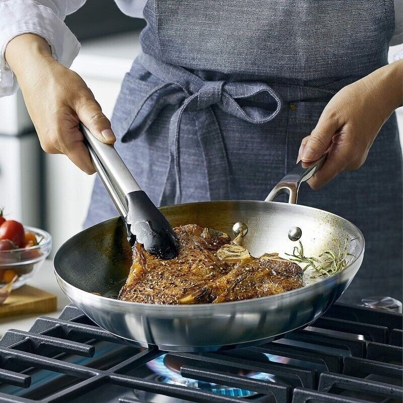 3-Ply Cookware Pots Pans Set W/ Lids Stainless Steel Kitchen Durable 10 Pieces